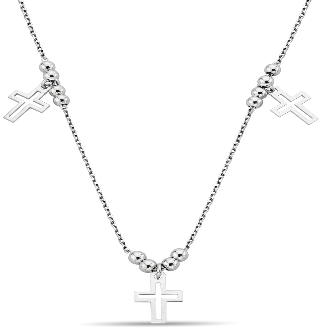 TRIPLE CROSS ZIRCON NECKLACE