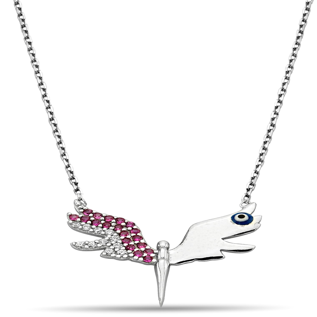 PINK ANGEL WINGS ZIRCON NECKLACE