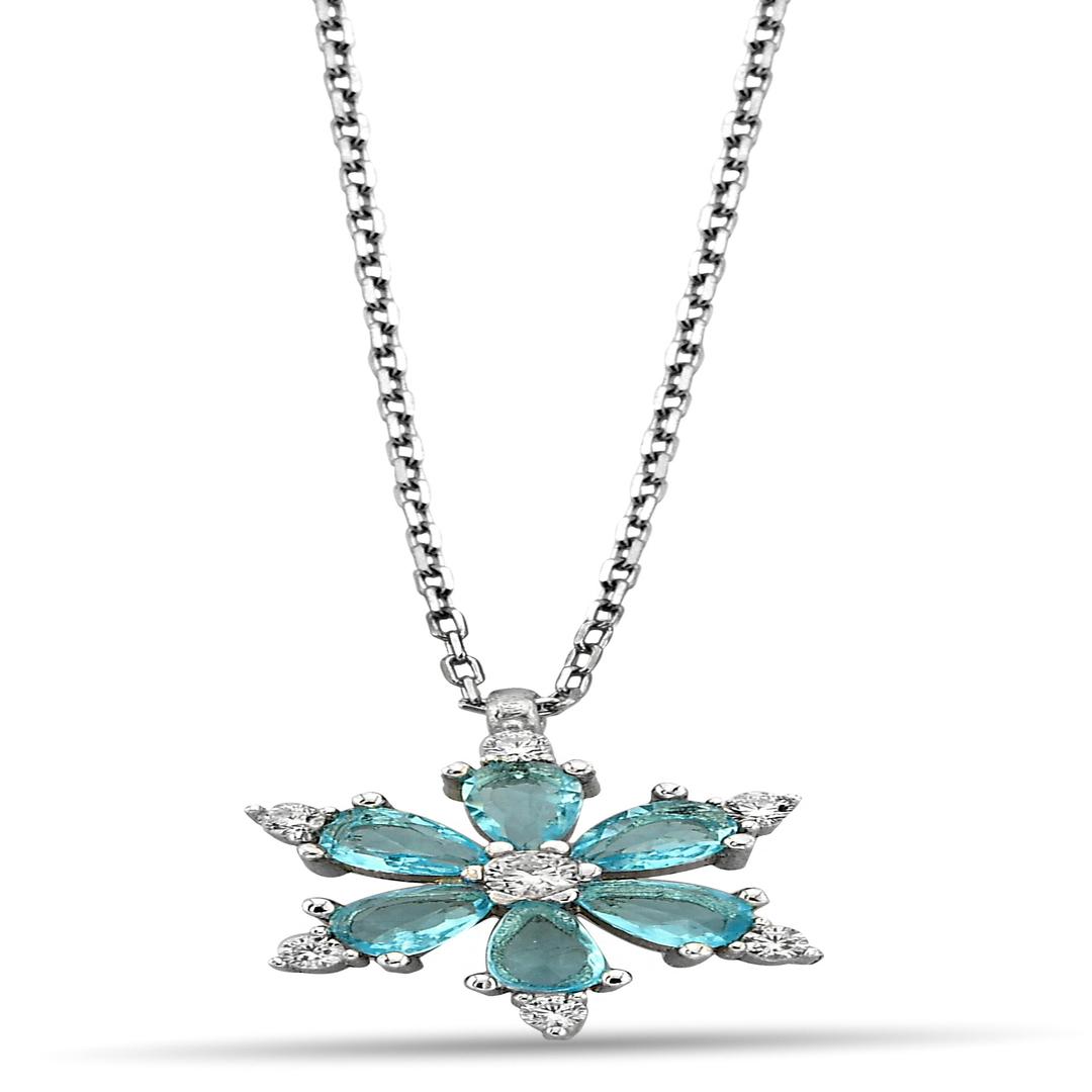 LIGHT BLUE SNOWFLAKE ZIRCON NECKLACE