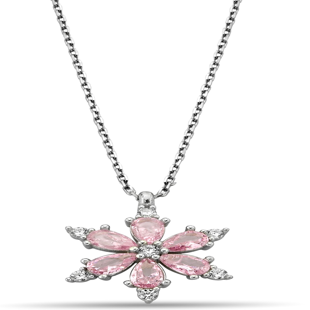 PINK SNOWFLAKE ZIRCON NECKLACE