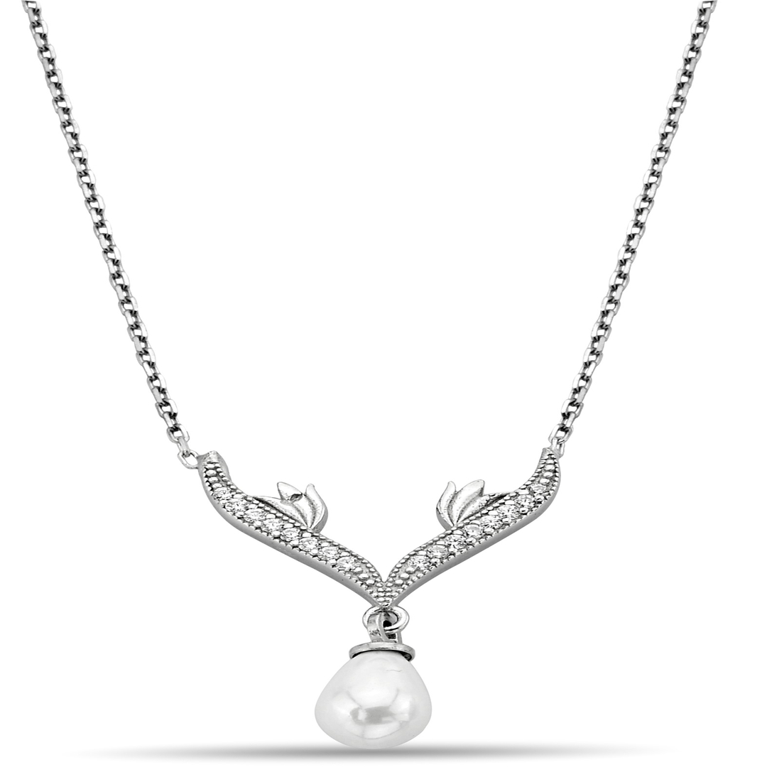 PEARL FIGURE ZIRCON NECKLACE