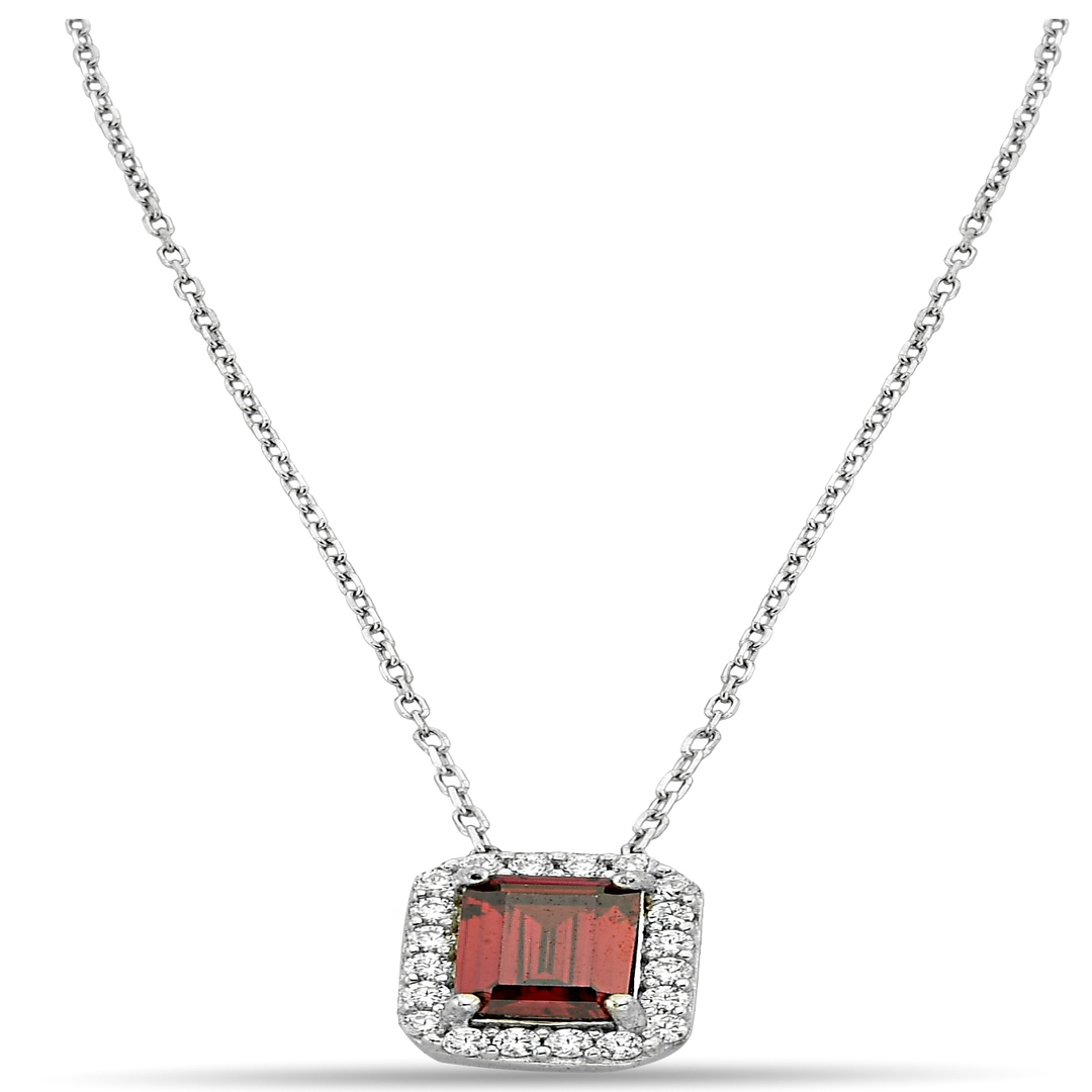 RED RECTANGULAR SHAPED ZIRCON NECKLACE