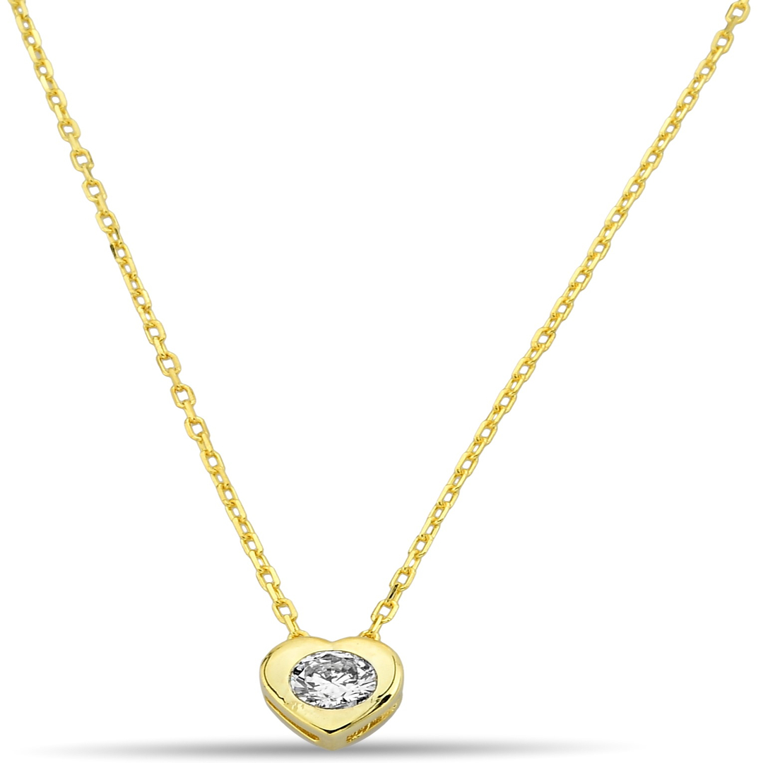 HEART AND ROUND STONE ZIRCON NECKLACE