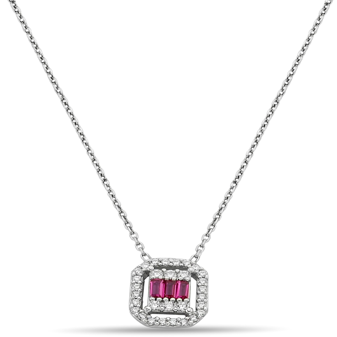 PINK STONE ZIRCON LUGGET NECKLACE