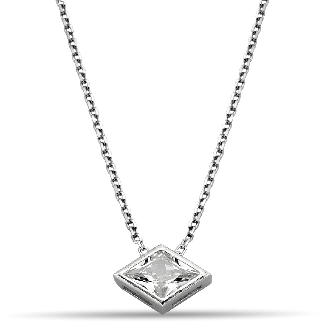 SQUARE STONE ZIRCON NECKLACE