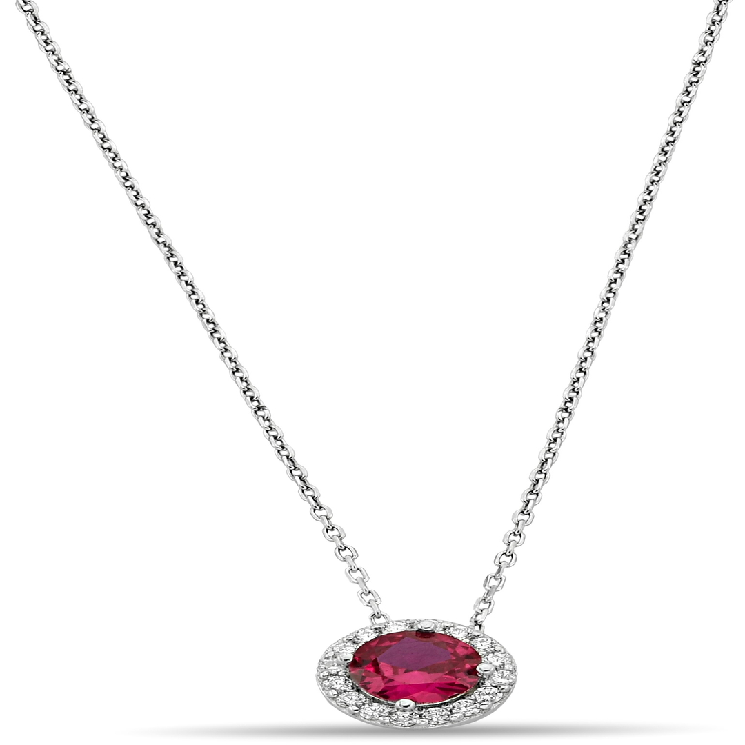 RED OVAL ZIRCON NECKLACE