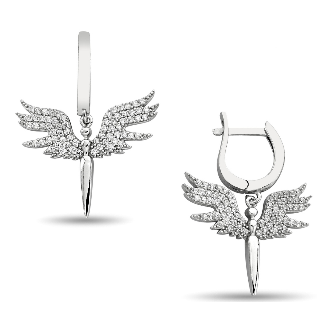 ANGEL FIGURE ZIRCON EARRINGS