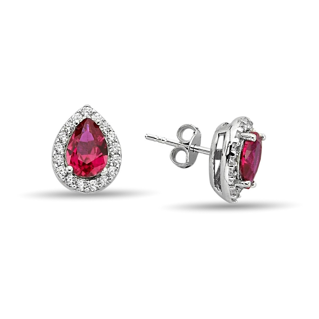 RED DROP STUD EARRINGS ZIRCON