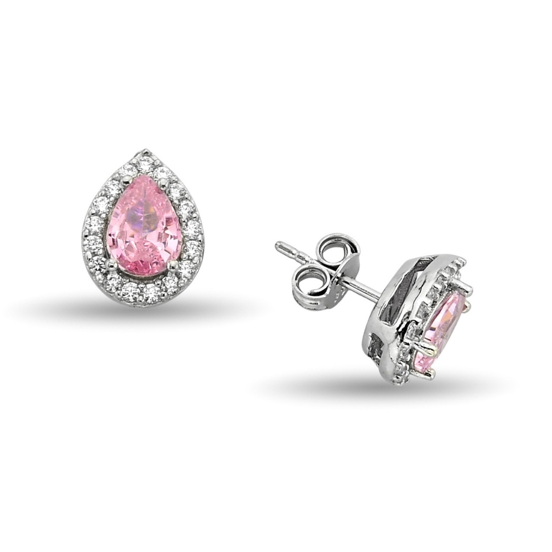 PINK DROP STUD EARRINGS ZIRCON