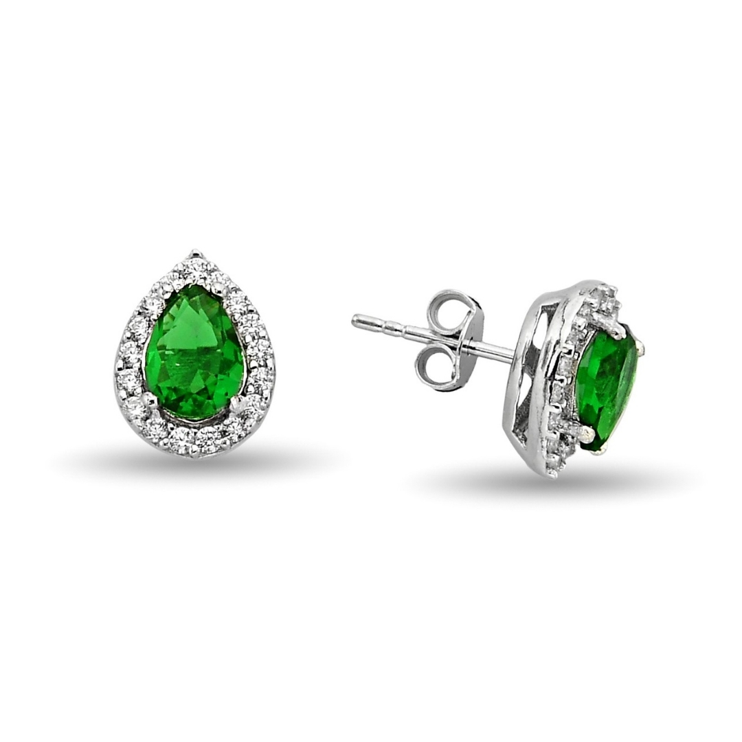 GREEN DROP STITCH EARRINGS ZIRCON