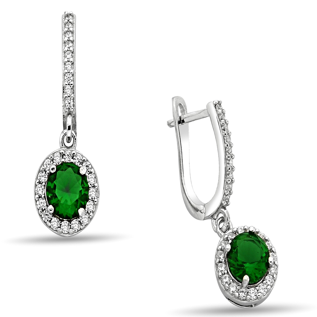 GREEN ROUND HANGING ZIRCON EARRINGS