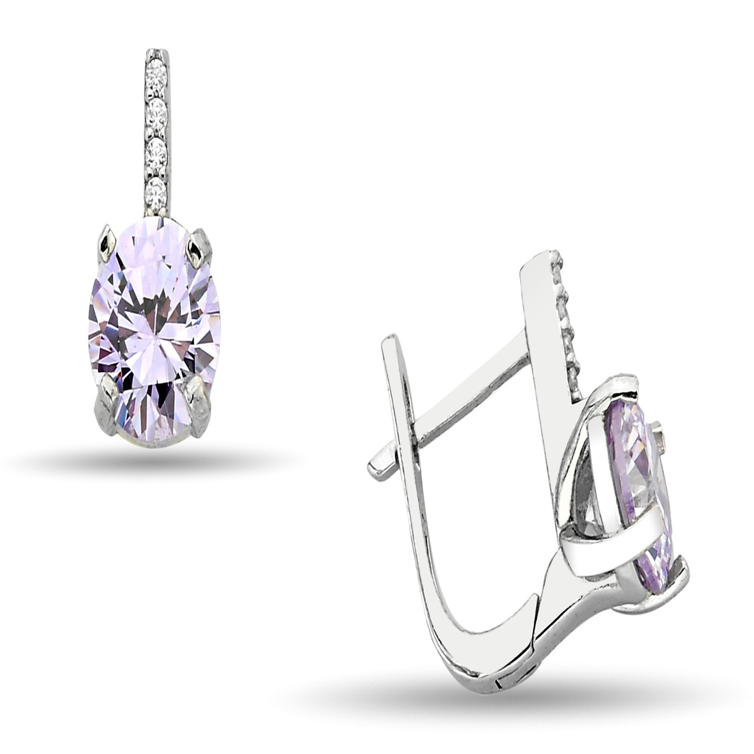 PURPLE STONE HANGING ZIRCON EARRINGS