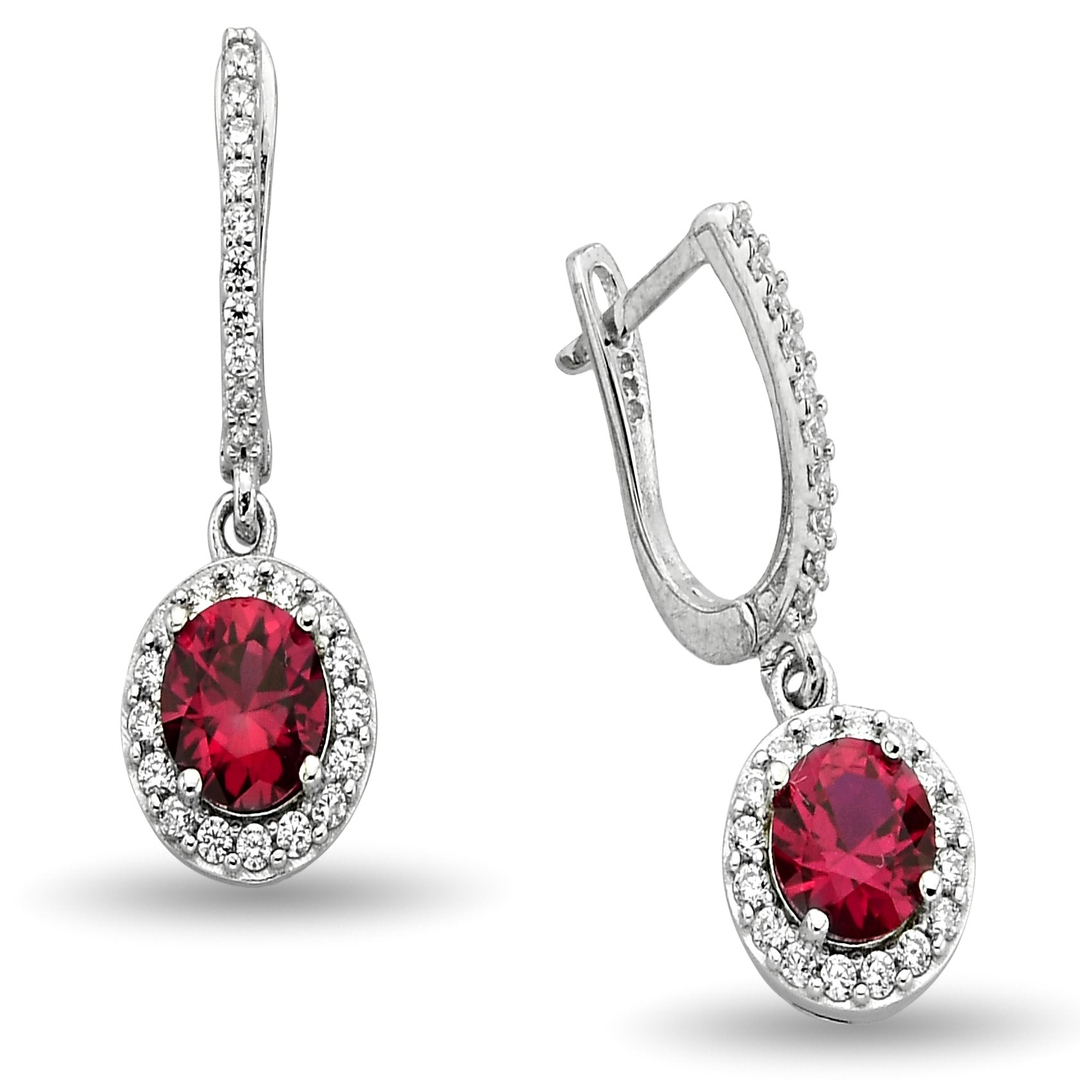 RED ROUND HANGING ZIRCON EARRINGS