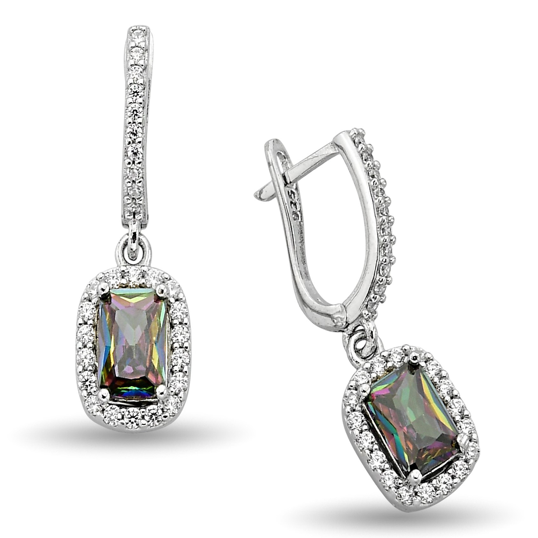 MYSTICAL TOPAZ RECTANGULAR HANGING ZIRCON EARRINGS