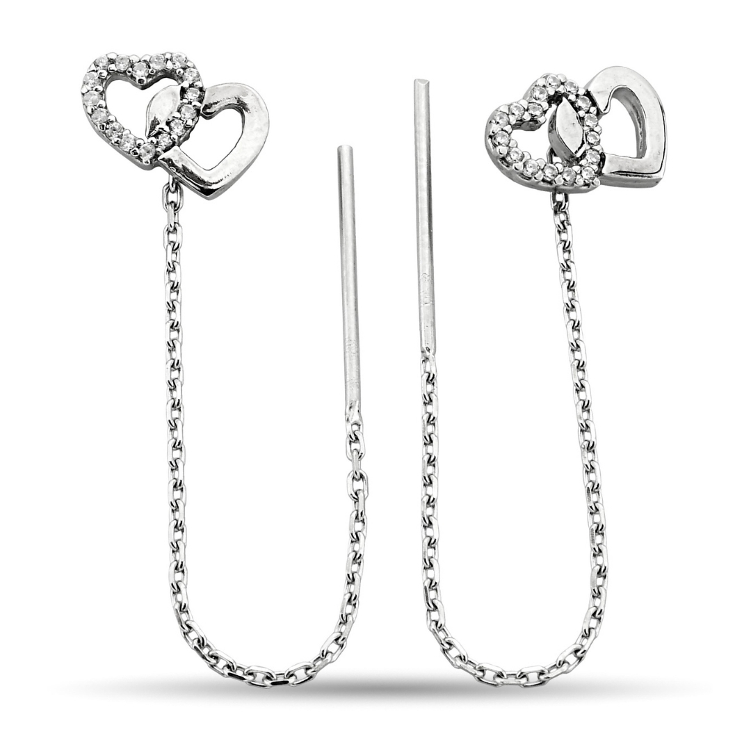 DOUBLE HEART CHAIN ​​EARRINGS