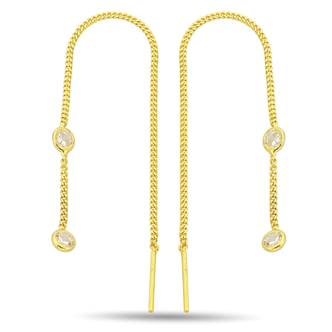 DOUBLE STONE CHAIN ​​EARRINGS