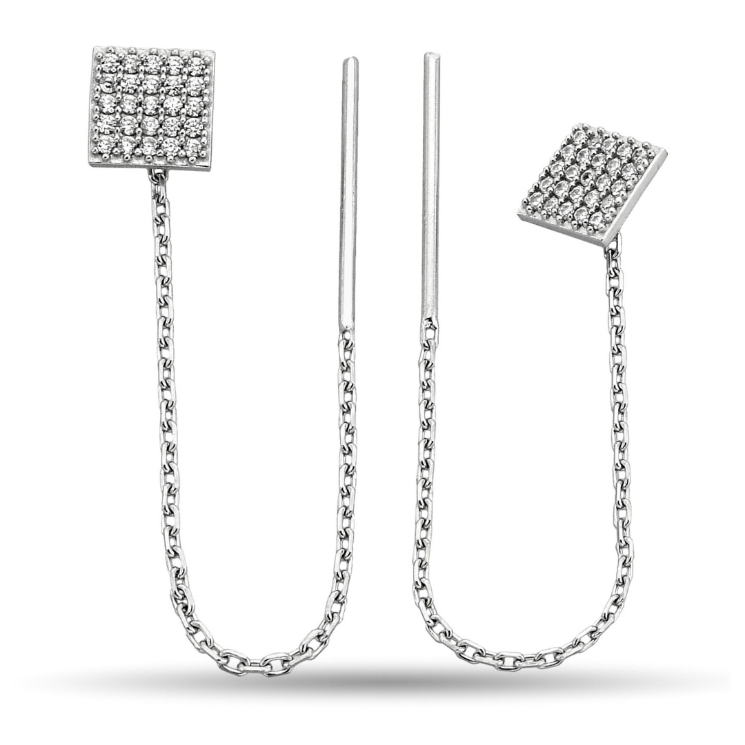 SQUARE STONE CHAIN ​​EARRINGS