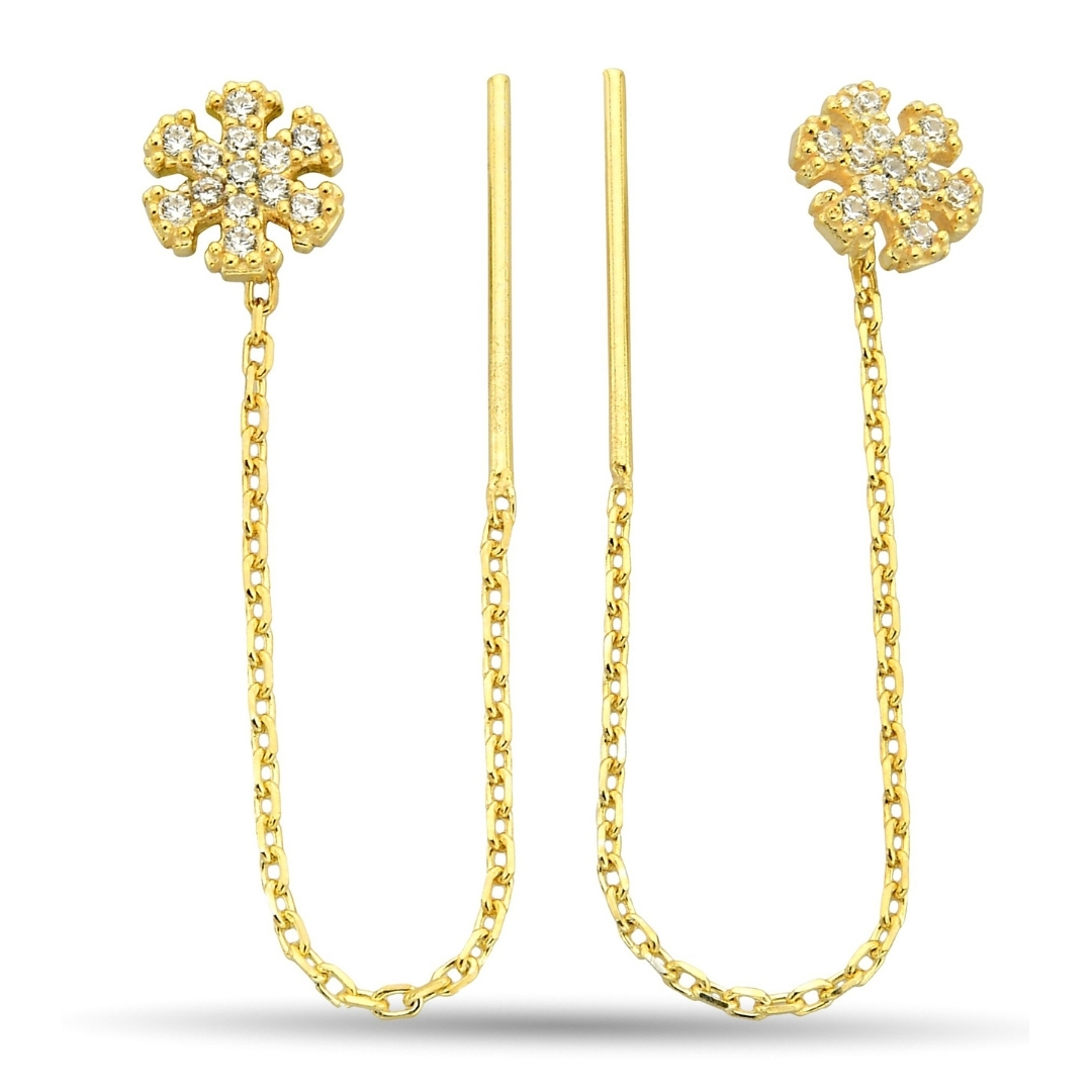 STONE SNOWFLAKE CHAIN ​​EARRINGS