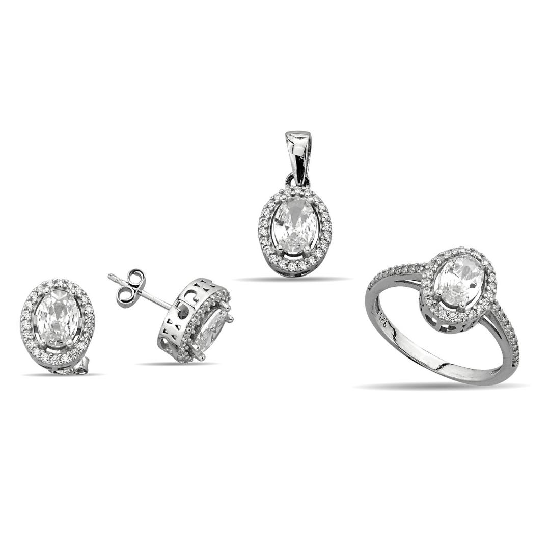 OVAL STONE ZIRCON SET