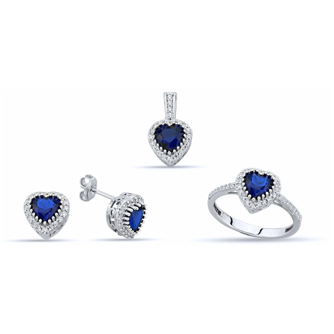 DARK BLUE HEART ZIRCON SET