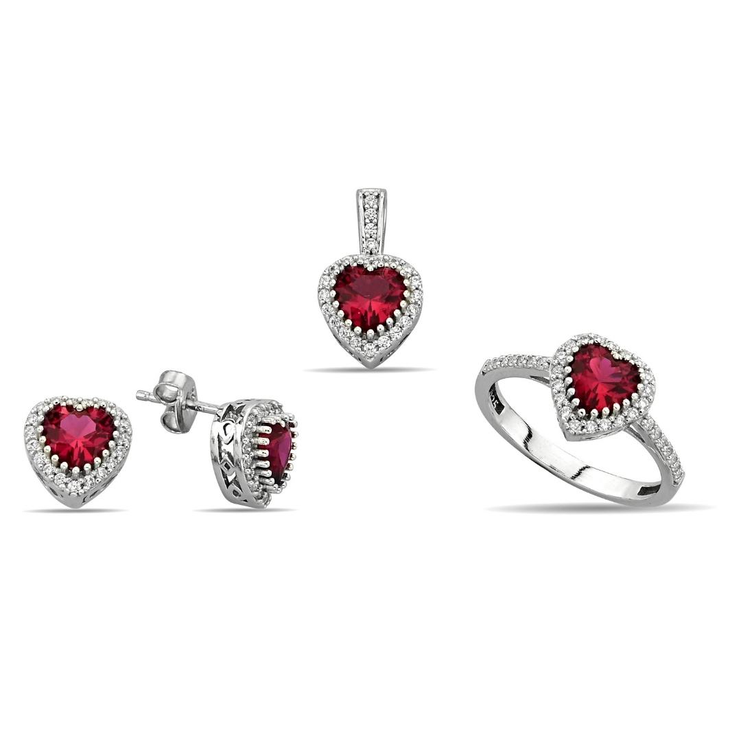 RED HEART STONE ZIRCON SET