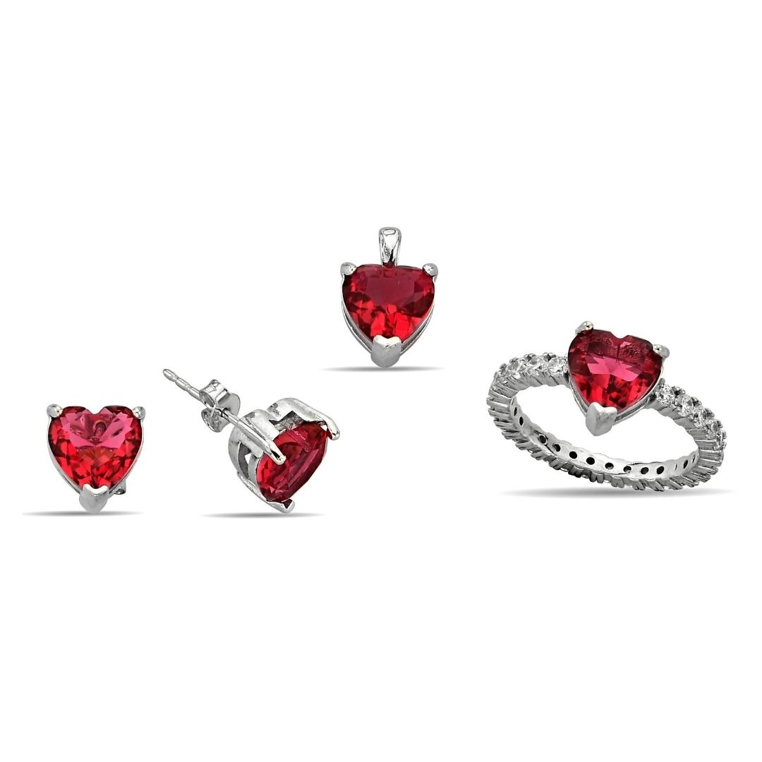 RED HEART STONE ZIRCON SET