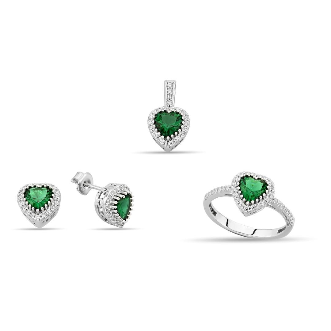 GREEN HEART ZIRCON SET