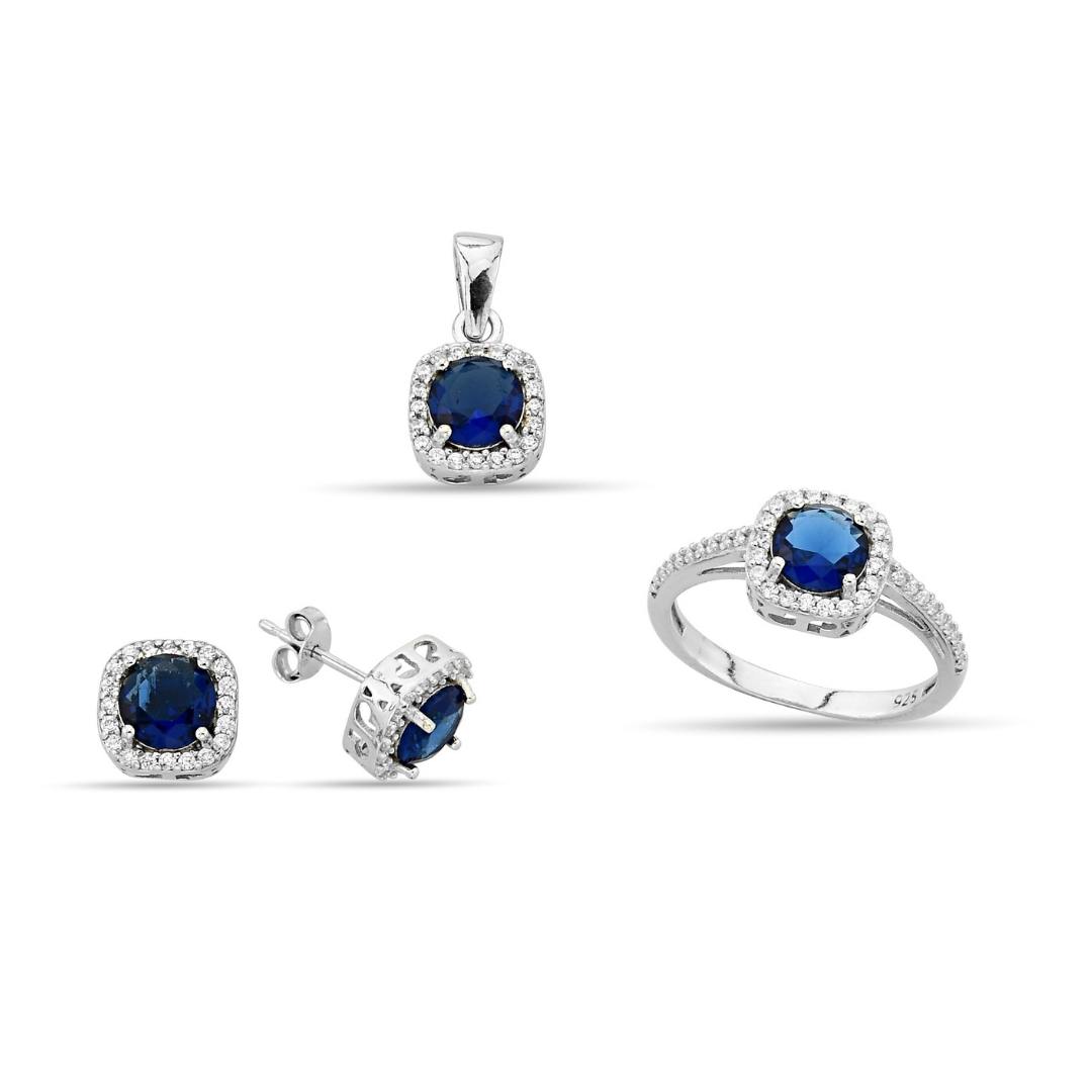 DARK BLUE SQUARE STONE ZIRCON SET