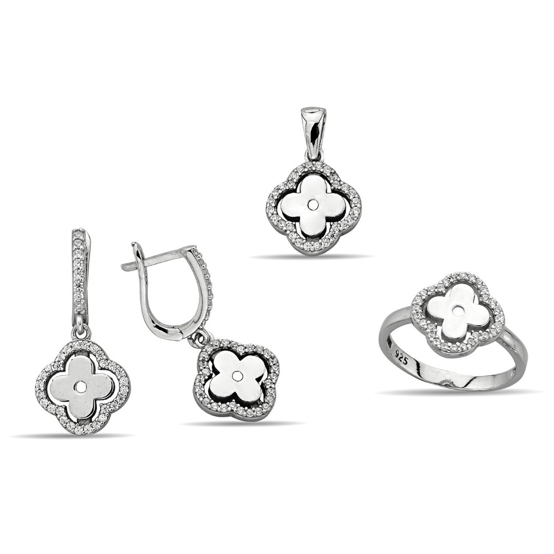 CLOVER FIGURE STONE ZIRCON SET