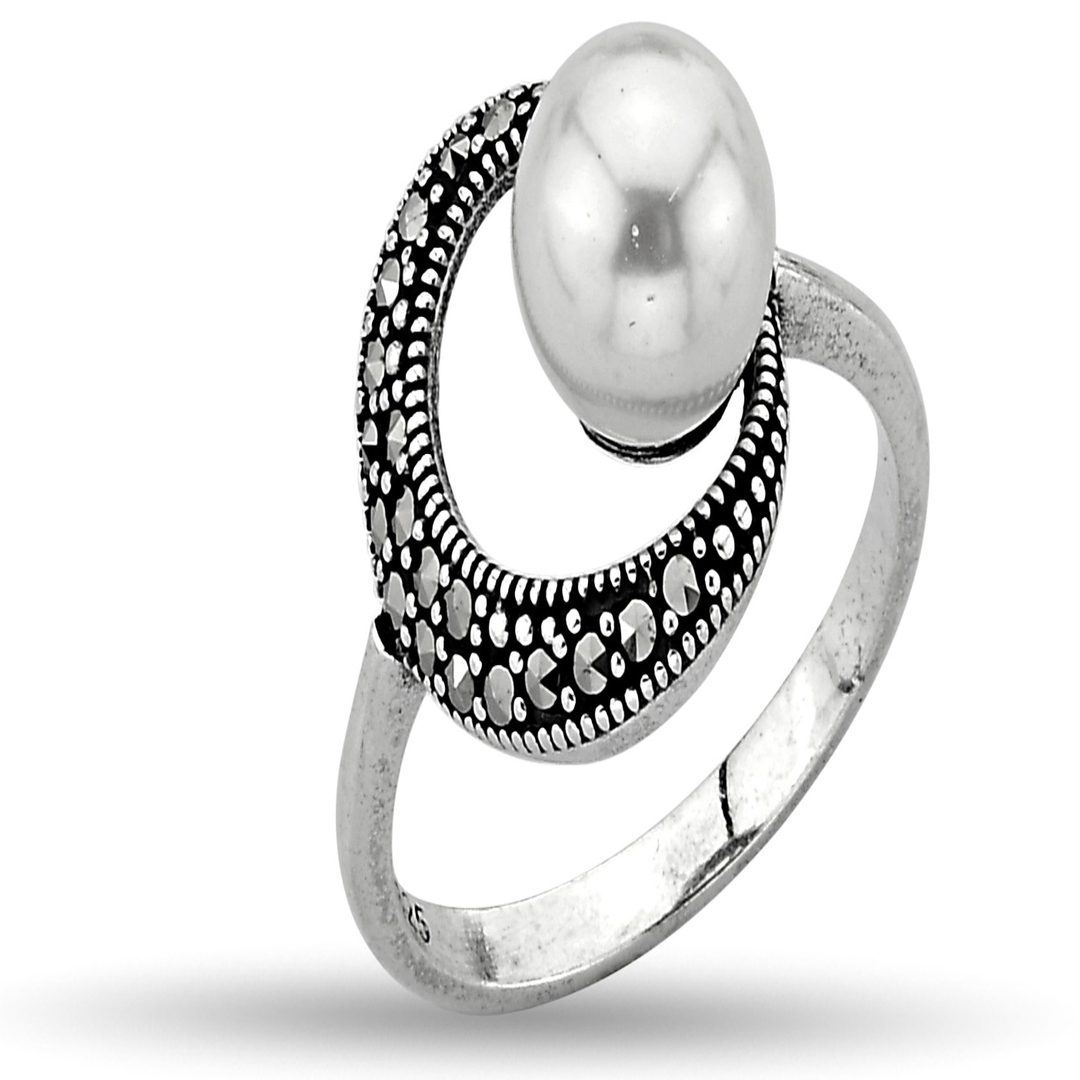 PEARL STONE MARCASITE RING