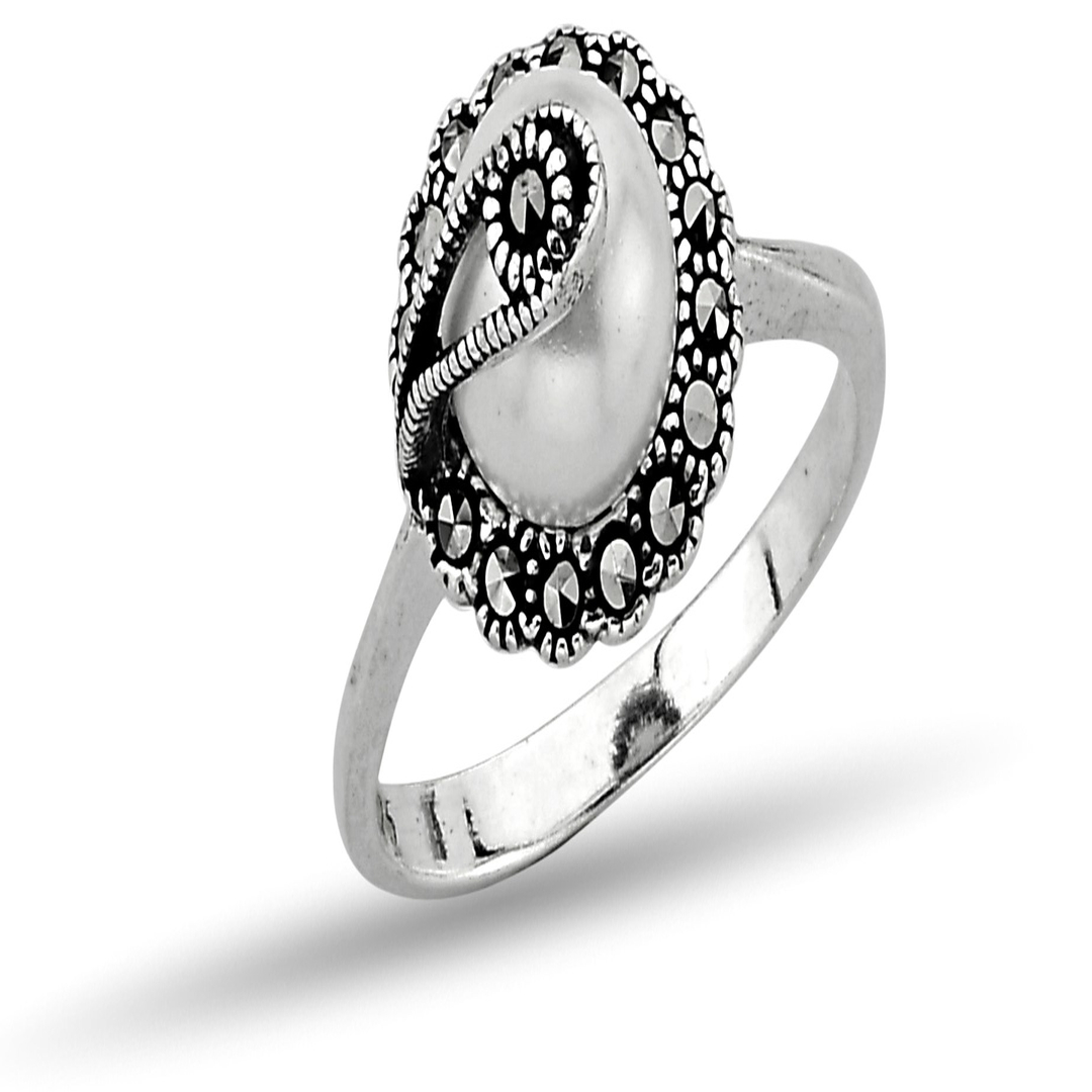 PEARL STONE MARCASITE RING