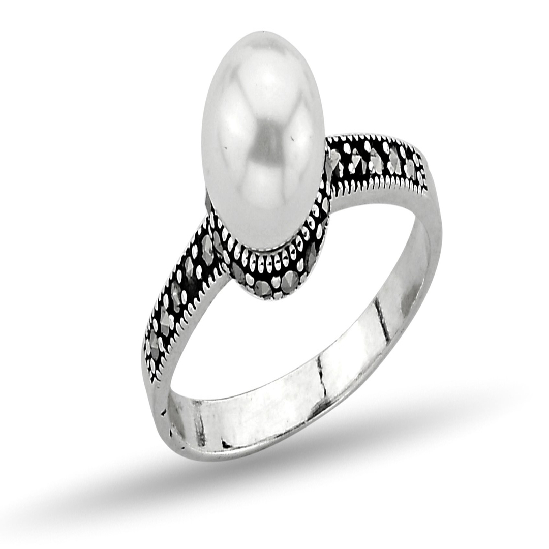 PEARL STONE MARCASITE RING