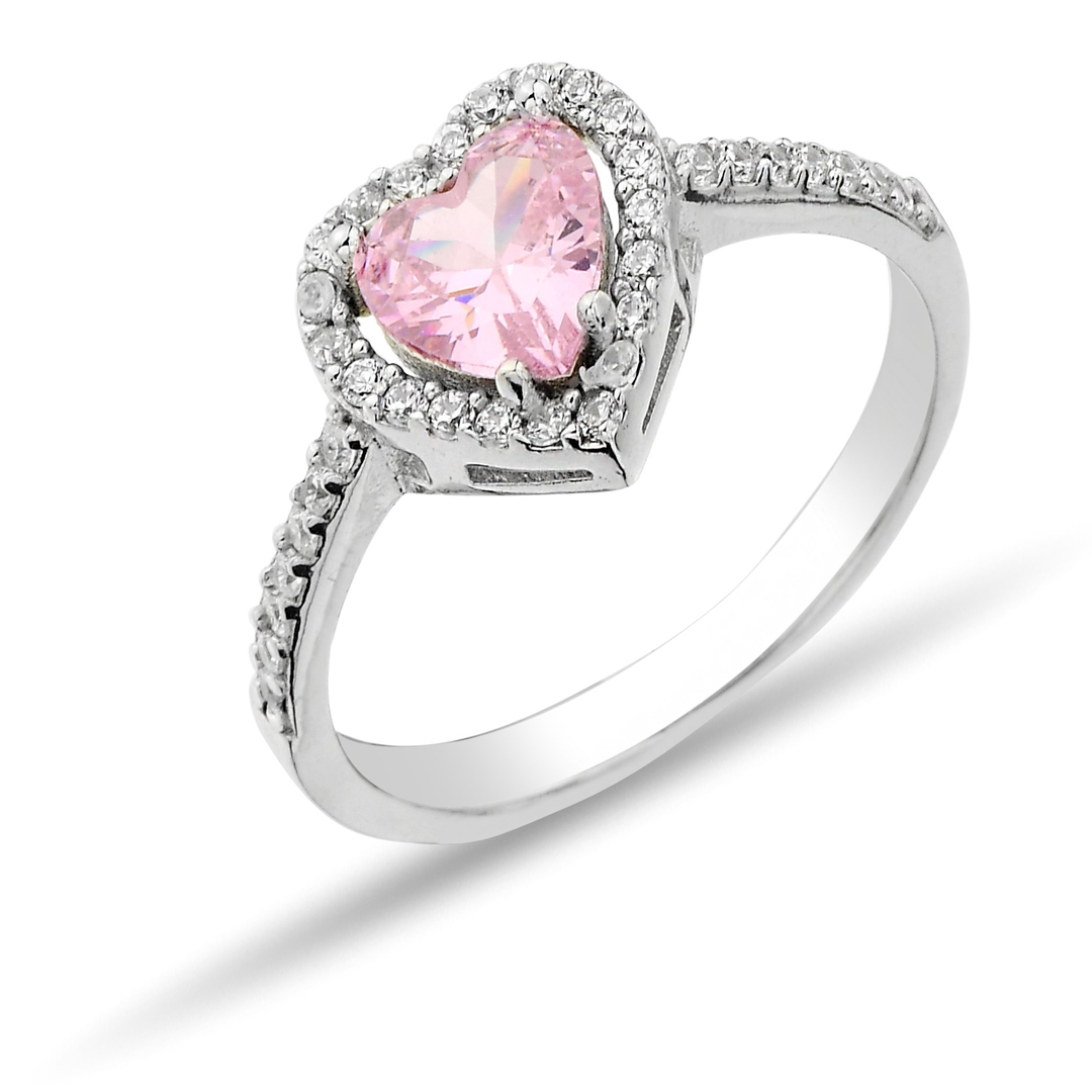 PINK STONE HEART RING