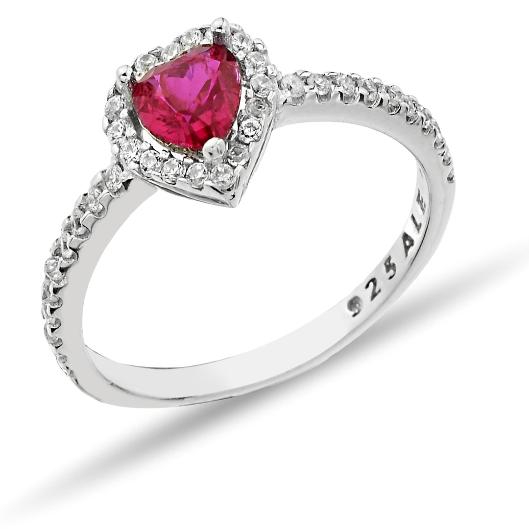 RED STONE HEART RING