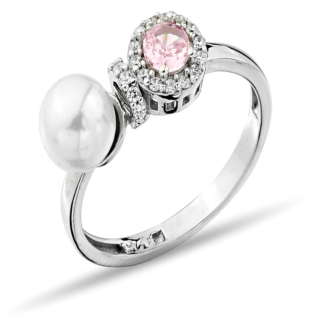 PEARL AND PINK STONE RING