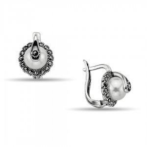 PEARL STONE MARCASITE EARRINGS