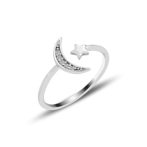 MOON & STAR OPEN RING