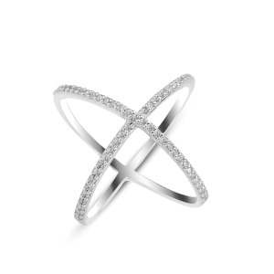 ELEGANT CROSSOVER SILVER RING