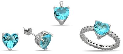 LIGHT BLUE HEART ZIRCON SET - 1