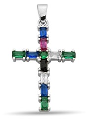 PENDANT CRUCE DE PIATRA BAGUETTE MULTICOLOR - 1