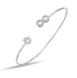 ONE STON AND INFINTY ZIRCONIA STONE BANGLE - 1