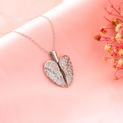 OPENING ZIRCON NECKLACE WITH HEART PLATE - 2