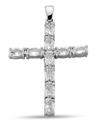 CROSS PENDANT WITH OVAL ZIRCONIA STONE - 1