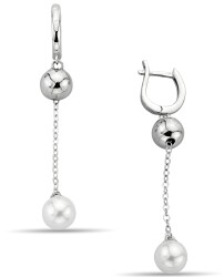 PEARL AND SHINY STONE CHAIN ​​EARRINGS - 1