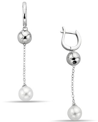 PEARL AND SHINY STONE CHAIN ​​EARRINGS - 1