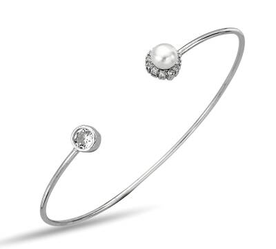 PEARL AND ZIRCONIA STONES BANGLE - 1