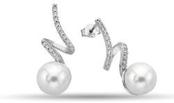 PEARL EARRINGS WITH SPIRAL STONE - 1