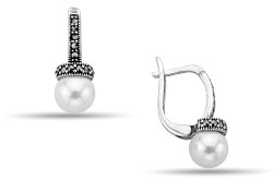 PEARL STONE MARCASITE EARRINGS - 1