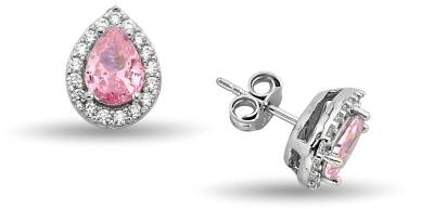 PINK DROP STUD EARRINGS ZIRCON - 1