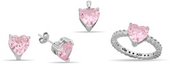 PINK HEART SET WITH ZIRCON STONE - 1